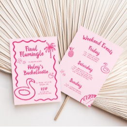 Small Hand Drawn Final Flamingle Bachelorette Invitation Front View