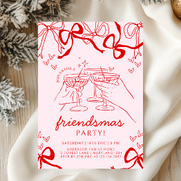 Small Hand Drawn Friendsmas Party Invitation Front View