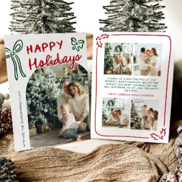 hand drawn happy holidays arch photo christmas holiday invitations