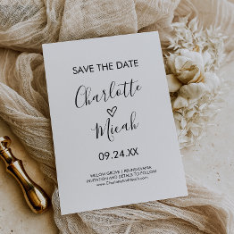 Small Hand Drawn Heart Save The Date Invitations Front View