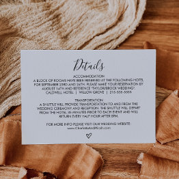 Small Hand Drawn Heart Wedding Details Insert Card Front View