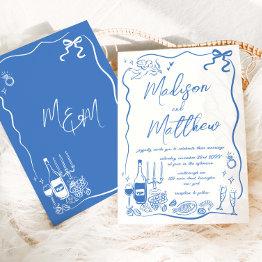 Small Hand Drawn Illustrations Doodles Wedding Invitation Front View