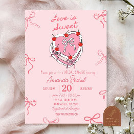 Small Hand Drawn Love Is Sweet Bridal Shower Invitation Front View