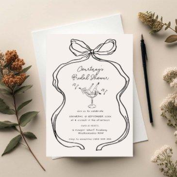 hand drawn whimsical ribbon border bridal shower invitation