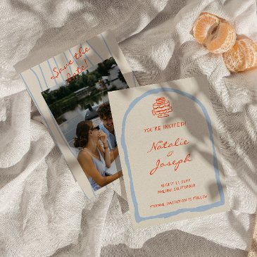 hand written drawn painted retro whimsical wedding save the date