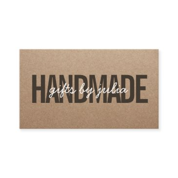 handmade rustic brown kraft vintage white script business invitations