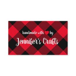 Small Handmade With Love Red And Black Buffalo Plaid Business Invitations Front View