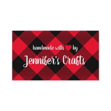 handmade with love red and black buffalo plaid business invitations