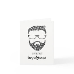 Small Handsome Hipster Happy Birthday Invitations Front View