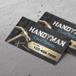 Small Handyman Repair & Maintenance Gold Hammer Business Invitations Front View