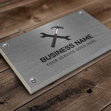 handyman repair maintenance service faux metal business invitations