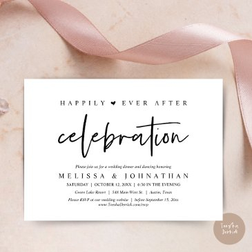 happily ever after celebration, wedding dinner invitation