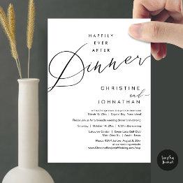 Small Happily Ever After Dinner Wedding Elopement Script Invitation Front View