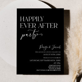 Small Happily Ever After Party Minimal Wedding Reception Invitation Front View