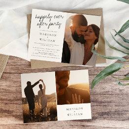 Small Happily Ever After Party Modern Photo Wedding Invitation Front View