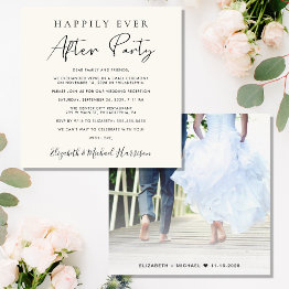 Small Happily Ever After Photo Cream Reception Invitation Front View