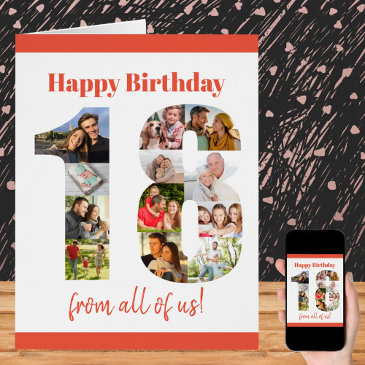 happy 18th birthday 18 number photo collage big
