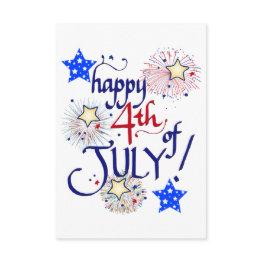 Small Happy 4th Of July! With Fireworks And Stars Enclosure Invitations Front View