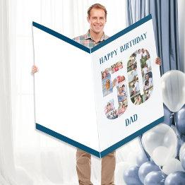 Small Happy 50th Birthday Dad Big 50 Photo Collage Invitations Front View