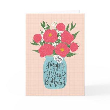 happy 89th birthday mom w/ mason jar of flowers invitations