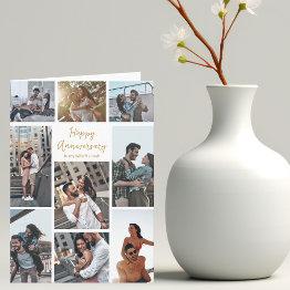 Small Happy Anniversary Photo Collage Romantic Modern Invitations Front View