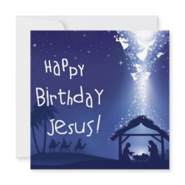 Small Happy Birthday Jesus Christmas Invitation Front View