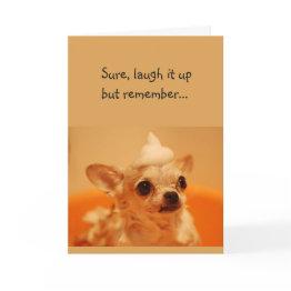 Small Happy Birthday Laugh It Up Fun Dog Greeting Invitations Front View