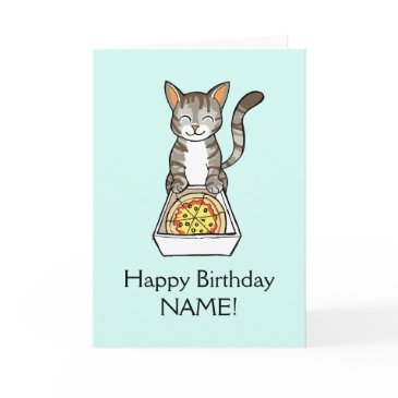 happy birthday pizza cat invitations personalise template