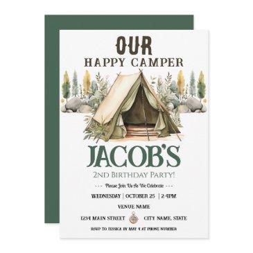 happy camper kids2nd birthday invitation