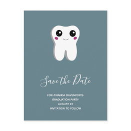 Small Happy Dental Tooth Smiling Cute Save The Date Invitation Postinvitations Front View