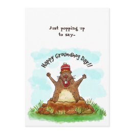 Small Happy Groundhog Day Invitations Front View