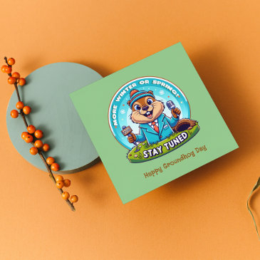 happy groundhog day : spring or winter news report holiday invitations