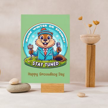 happy groundhog day : spring or winter news report holiday invitations