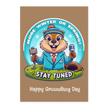 happy groundhog day : spring or winter news report holiday invitations
