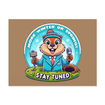 happy groundhog day : spring or winter news report postinvitations