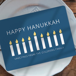 Small Happy Hanukkah | Simple And Modern Candle Greeting Holiday Invitations Front View