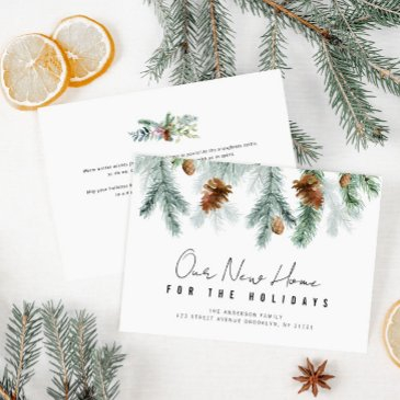 happy holidays greenery moving announcement invitations