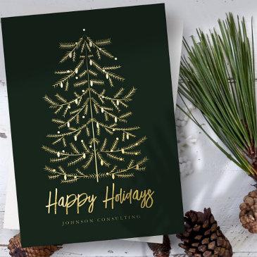 happy holidays modern simple christmas tree foil holiday invitations