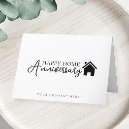 Small Happy Home Anniversary Real Estate Thank You Invitations Front View