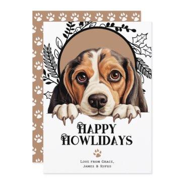 happy howlidays beagle dog christmas holiday invitations