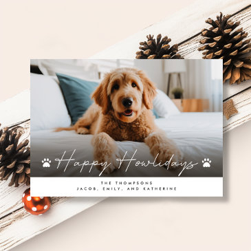happy howlidays funny pet dog photo christmas holiday invitations