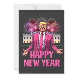 Small Happy New Year Eve Trump Resolution 2025 Thank You Invitations Front View