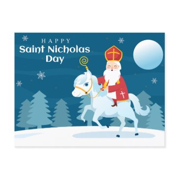 happy saint nicholas day white horse holiday postinvitations