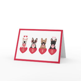 Small Happy Valentines Day Love French Bulldogs Invitations Front View