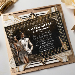 Small Harlem Nights Gatsby 1920s African American Invitation Front View