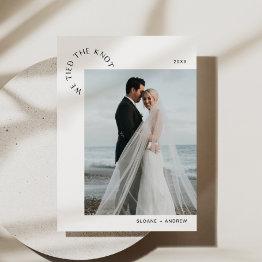 Small Harlow Wedding Elopement We Tied The Knot Announce Invitation Front View