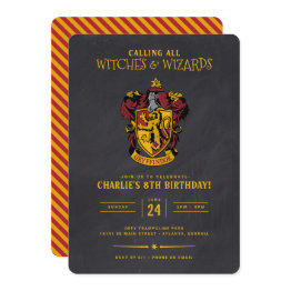 Small Harry Potter Birthday | Gryffindor Chalkboard Invitation Front View