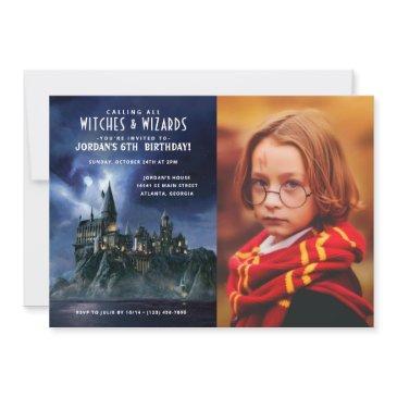 harry potter | dark hogwarts castle birthday photo invitation