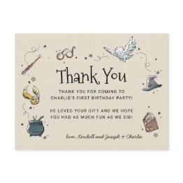 Small Harry Potter First Birthday Thank You Postinvitations Front View