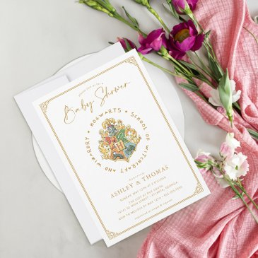 harry potter | hogwarts crest baby shower invitation